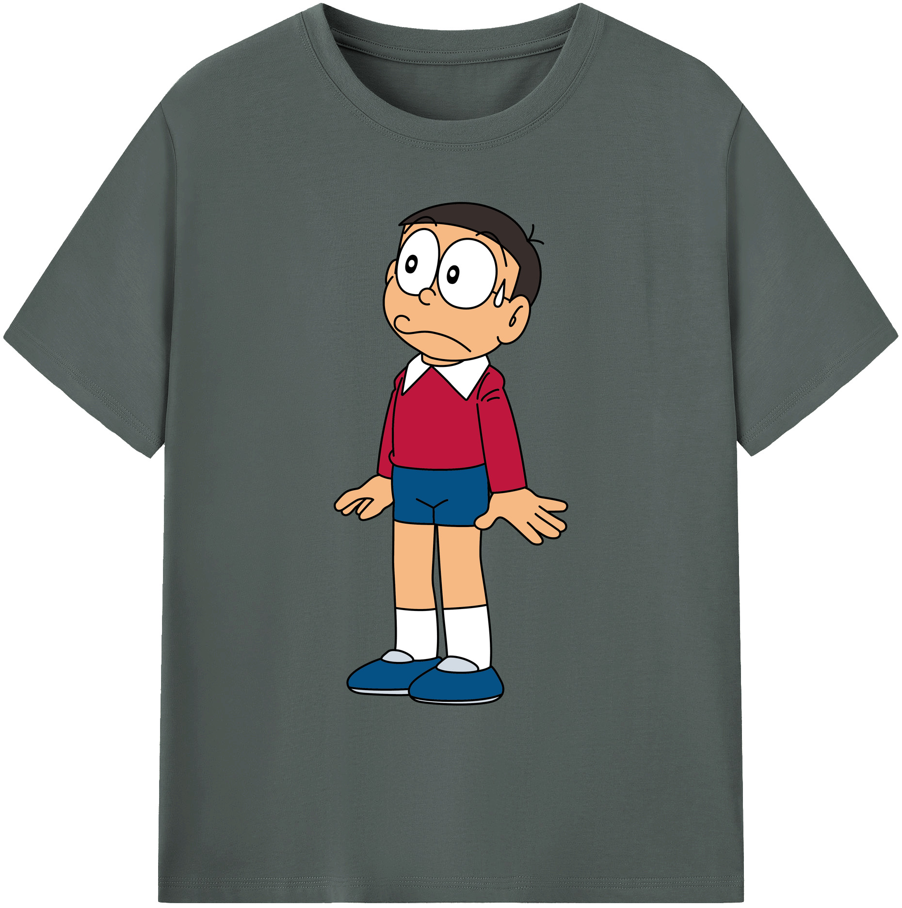 （画像用） ドラえもん 野比 のび太 Doraemon Nobita Nobi 綿100％ メンズ半袖Tシャツ｜肌触りやわらか＆通気性